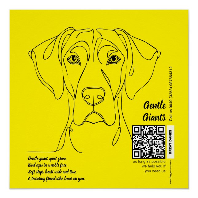 Great Dane Line Art  Poster (Front)