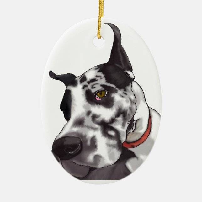 Great Dane Love Ceramic Tree Decoration (Front)