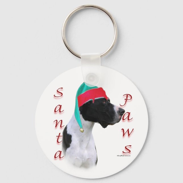 Great Dane (mantle) Santa Paws Key Ring (Front)