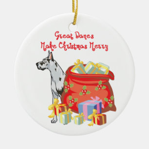 Great Dane Merry Christmas Ceramic Tree Decoration