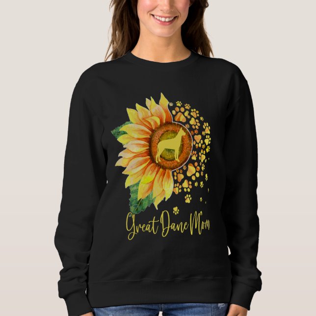 Great Dane Mom Sunflower Dog Paw Mother s Day 2023 Sweatshirt (Front)