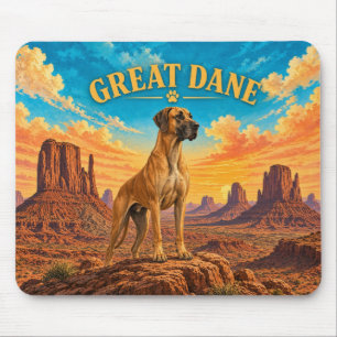 Great Dane, Monument Bluff Vintage Watercolor Mouse Pad