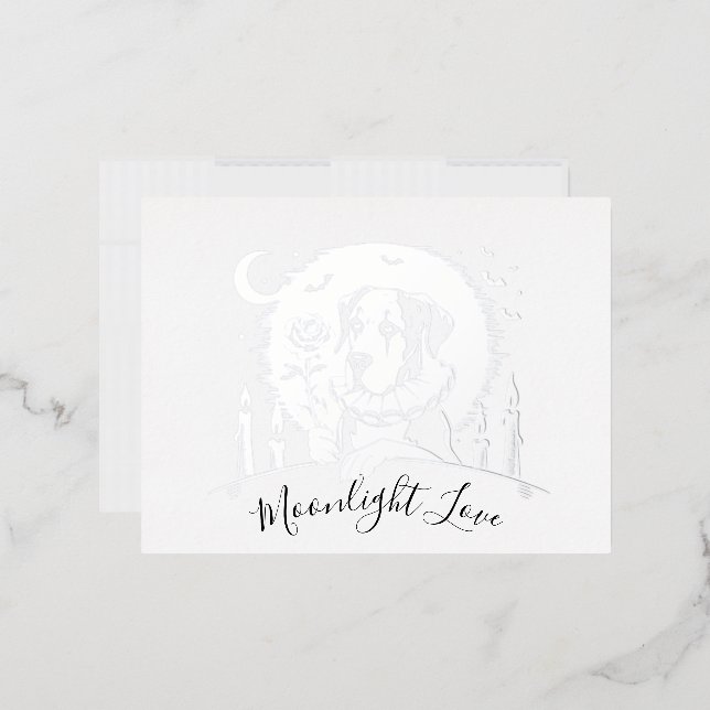Great Dane "Moonlight LOVE Foil Holiday Postcard (Envelope)