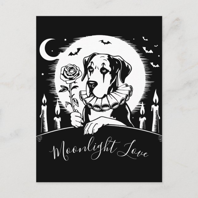 Great Dane "Moonlight LOVE Postcard (Front)