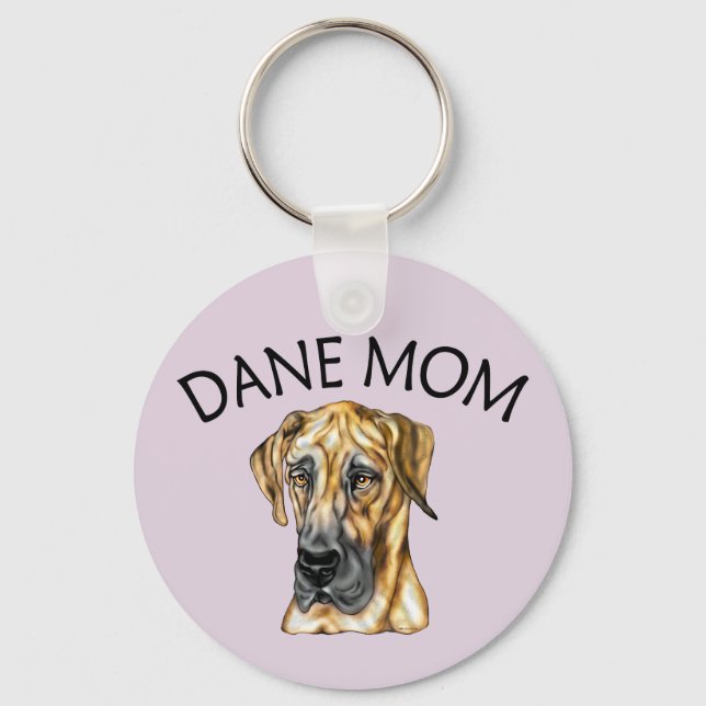 Great Dane Mum Brindle UC Key Ring (Front)