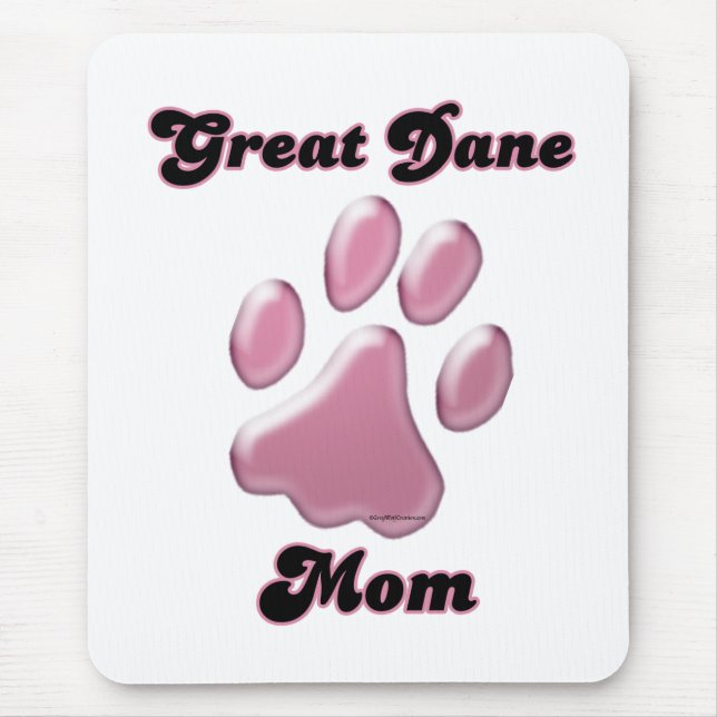 Great Dane Mum Pink Pawprint  Mouse Pad (Front)