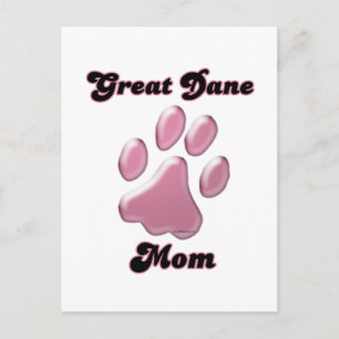 Great Dane Mum Pink Pawprint Postcard