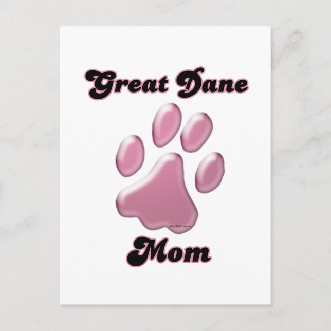 Great Dane Mum Pink Pawprint  Postcard (Front)