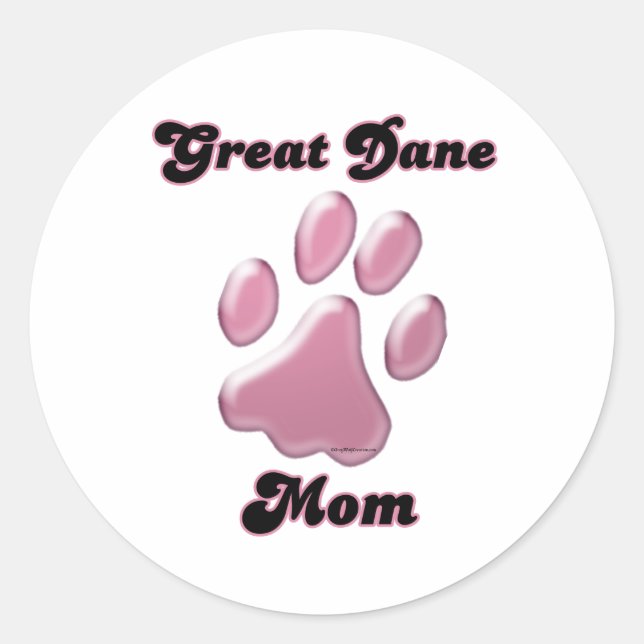 Great Dane Mum Pink Pawprint  - Sticker (Front)