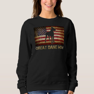Great Dane Mum Vintage American Flag Patriotic Dog Sweatshirt