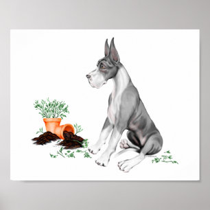 Great Dane Naughty Pup Mantle Poster