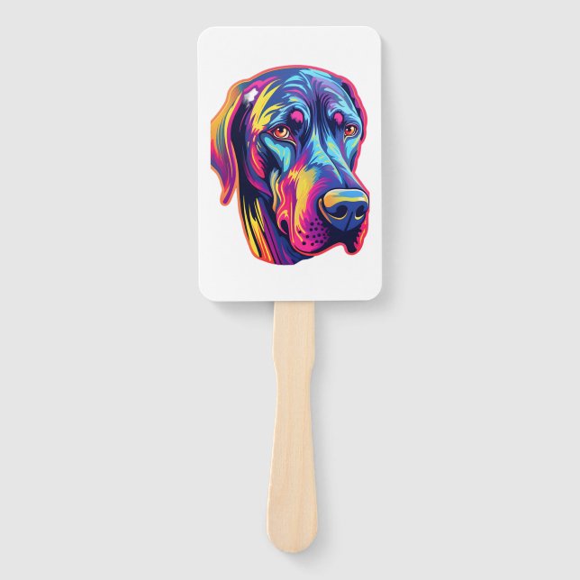 Great Dane Neon Design   Hand Fan (Front)
