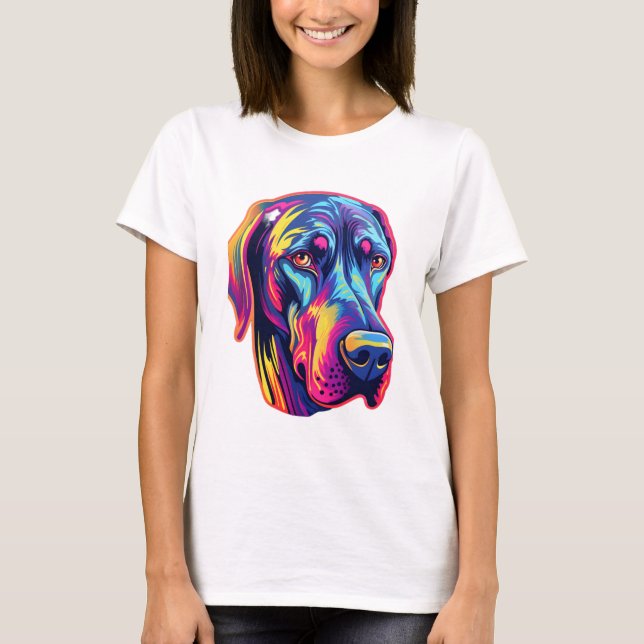 Great Dane Neon Design   T-Shirt (Front)