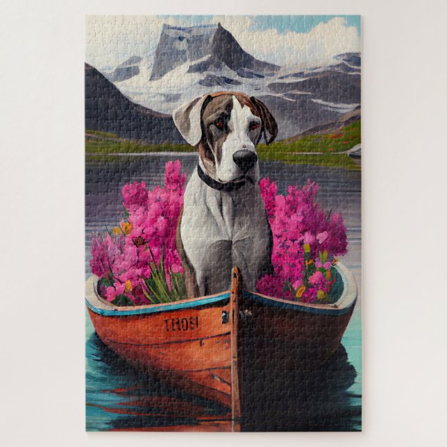 Great Dane on a Paddle: A Scenic Adventure Jigsaw Puzzle (Vertical)