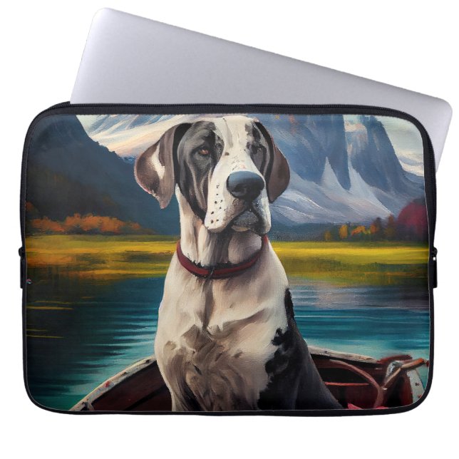 Great Dane on a Paddle: A Scenic Adventure Laptop Sleeve (Front)