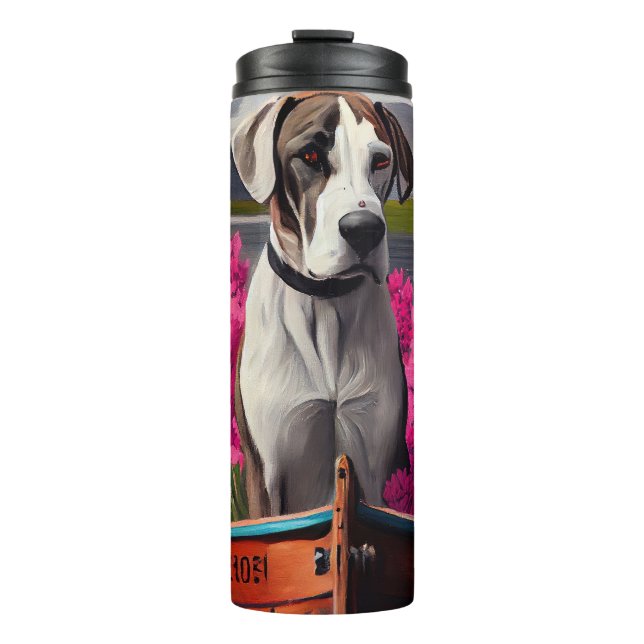 Great Dane on a Paddle: A Scenic Adventure Thermal Tumbler (Front)