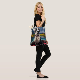 Great Dane on a Paddle: A Scenic Adventure Tote Bag
