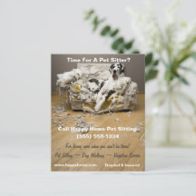 Great Dane on Chewed Sofa Pet Sitting Flyer 4x5