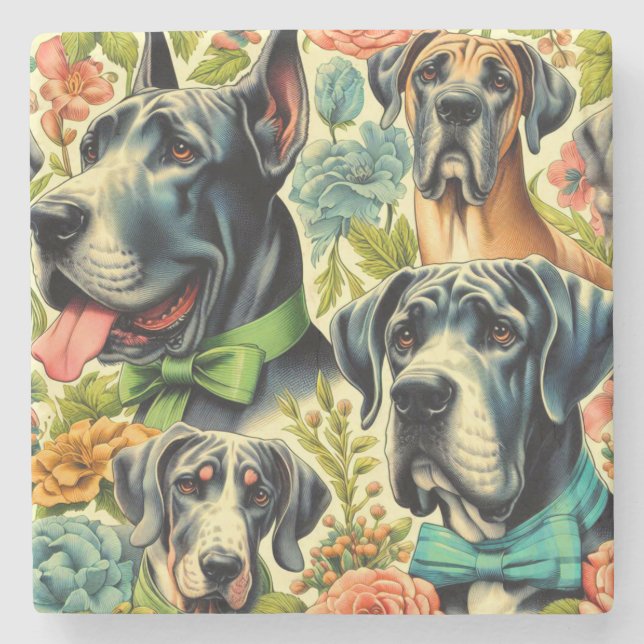 Great Dane Painting Stone Coaster (Front)
