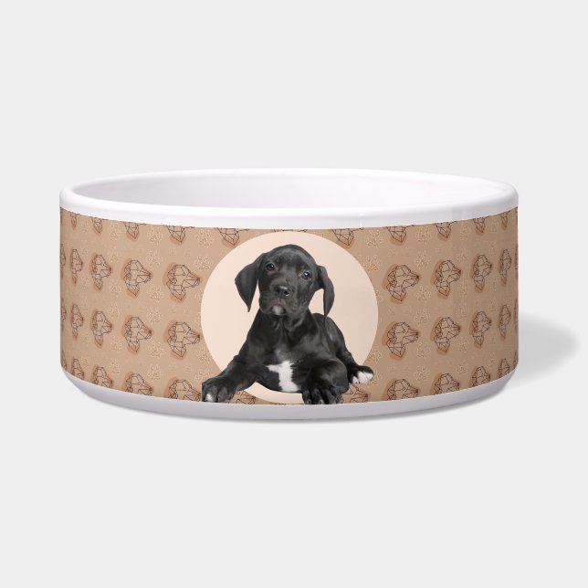 Great Dane Personalised Photo & Name Dog Bowl (Front)