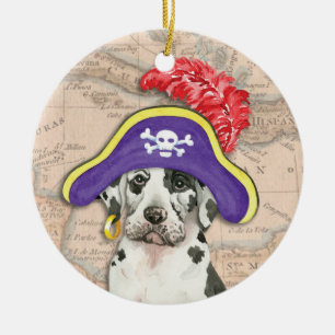 Great Dane Pirate Ceramic Tree Decoration