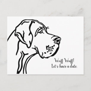 Great Dane portrait drawing Postcard