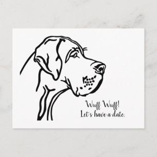 Great Dane portrait drawing Postcard