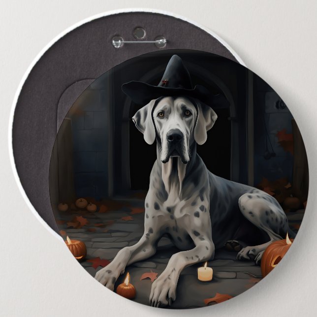Great Dane Pumpkins Halloween Scary Flip 6 Cm Round Badge (Front & Back)