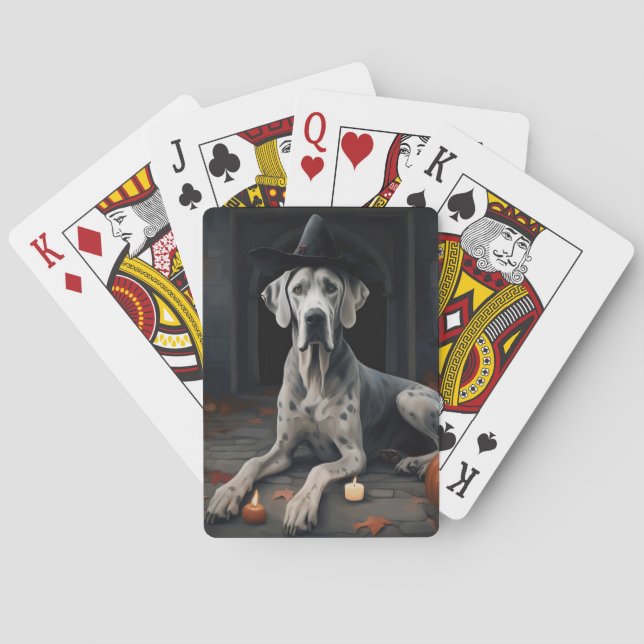 Great Dane Pumpkins Halloween Scary Flip Playing Cards (Back)