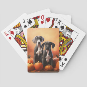 Great Dane Puppy Autumn Delight Pumpkin Playing Cards
