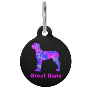 Great Dane Puppy Dog Hot Pink and Blue Pet Tag