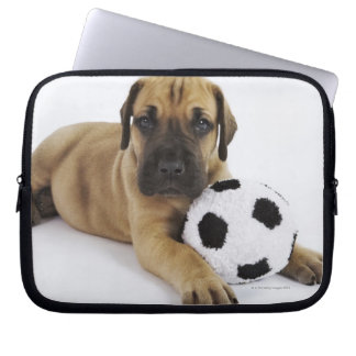 Great Dane puppy with toy soccer ball Laptop Sleeve