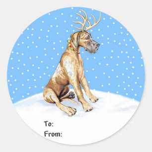 Great Dane Reindeer Christmas Brindle UC Gift Tags
