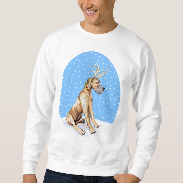 Great Dane Reindeer Christmas Brindle UC Sweatshirt (Front)