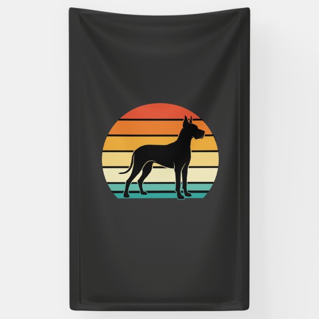 Great Dane Retro Sunset Dog Silhouette Banner (Vertical)
