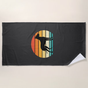 Great Dane Retro Sunset Dog Silhouette Beach Towel
