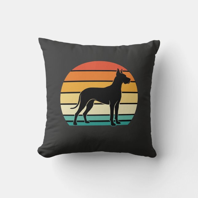 Great Dane Retro Sunset Dog Silhouette Cushion (Front)