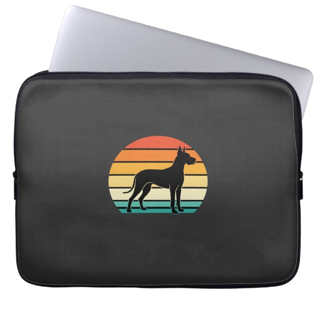 Great Dane Retro Sunset Dog Silhouette Laptop Sleeve (Front)