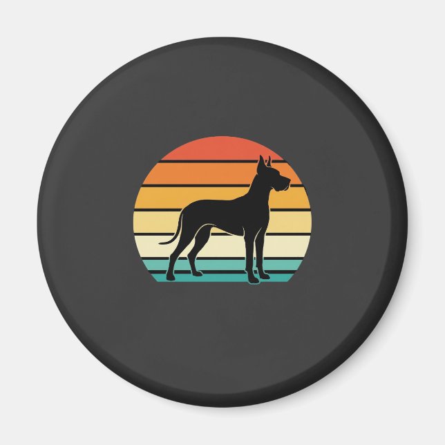 Great Dane Retro Sunset Dog Silhouette Magnet (Front)
