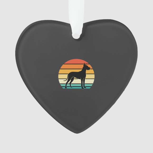 Great Dane Retro Sunset Dog Silhouette Ornament (Front)
