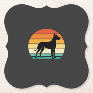 Great Dane Retro Sunset Dog Silhouette Paper Coaster