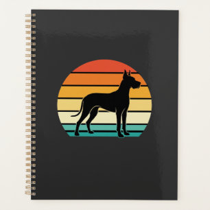 Great Dane Retro Sunset Dog Silhouette Planner