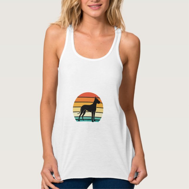 Great Dane Retro Sunset Dog Silhouette Singlet (Front)