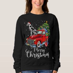 Great Dane Rides Red Truck Christmas Pajama Sweatshirt
