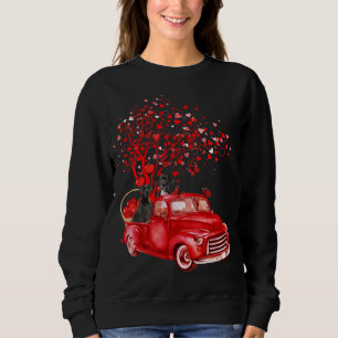 Great Dane Riding Red Truck Valentine Butterfly He Sweatshirt
