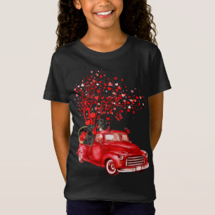Great Dane Riding Red Truck Valentine Butterfly He T-Shirt