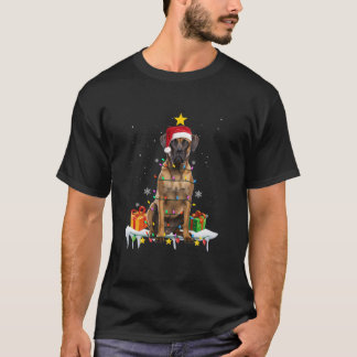 Great Dane Santa Christmas Tree Lights Xmas Dog Bo T-Shirt