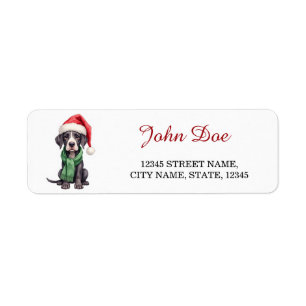 Great Dane Santa Hat Christmas Return Address