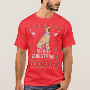Great Dane Santa Hat Dog Christmas Tree Lights Hol T-Shirt