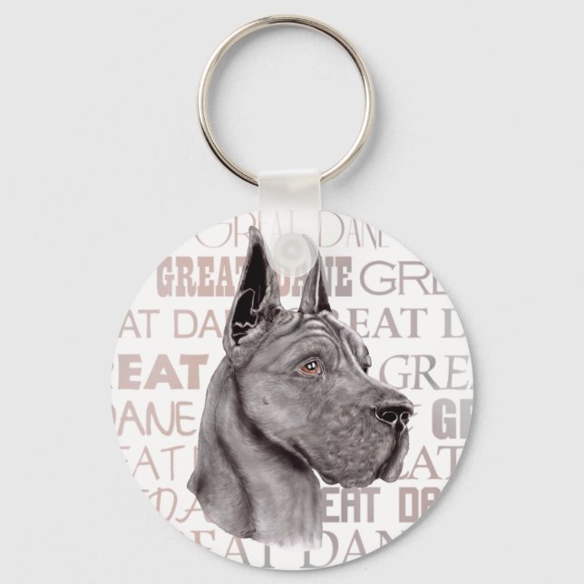 Great Dane Show Colours Black Key Ring (Front)